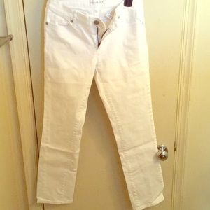 White, straight leg denim jean.